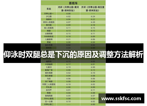 仰泳时双腿总是下沉的原因及调整方法解析